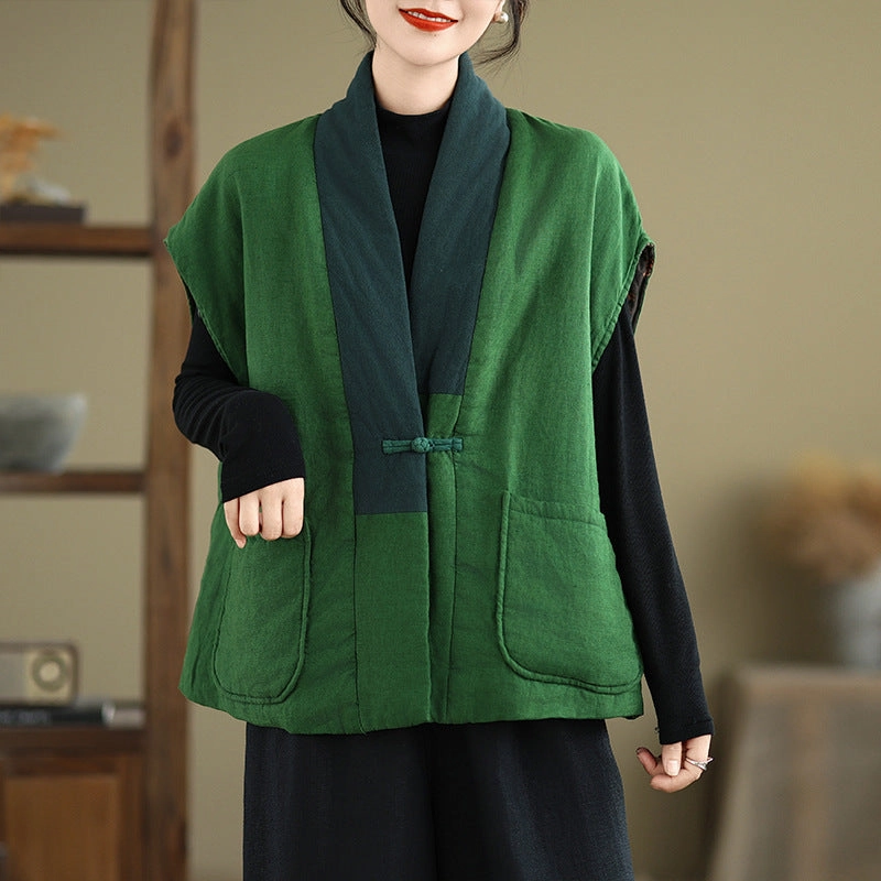 Babakud Women Winter Loose Cotton Linen Vest Heat Trapping Layer Convertible Features