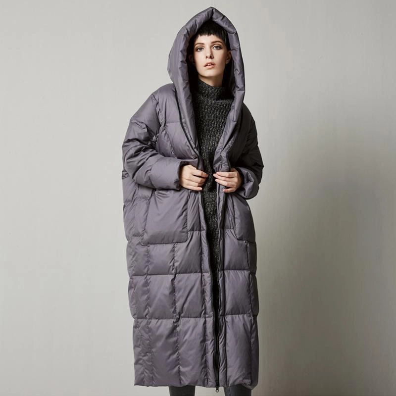 Babakud Women Winter Loose Hooded Cotton Down Coat NonIrritatingLining Down Filled