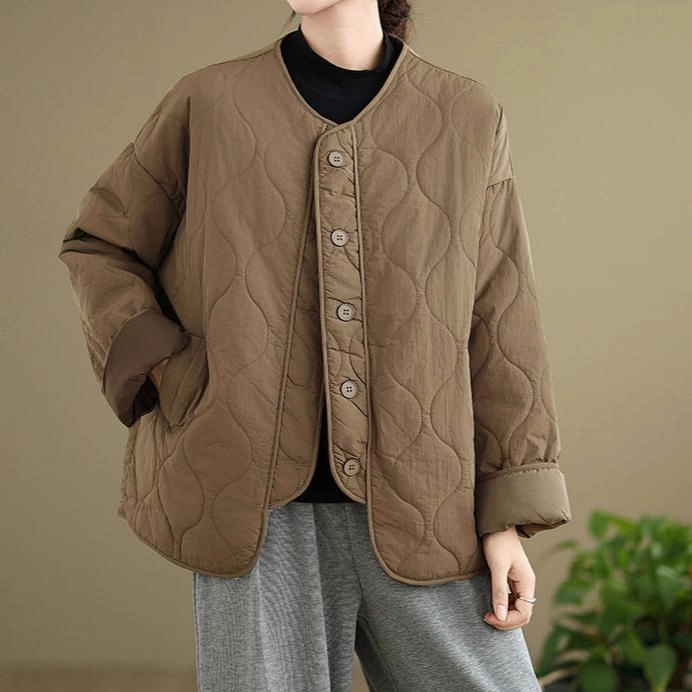 Babakud Women Winter Retro Loose Casual Cotton- Padded Jacket Flexible Mobility ScratchResistant Zippers