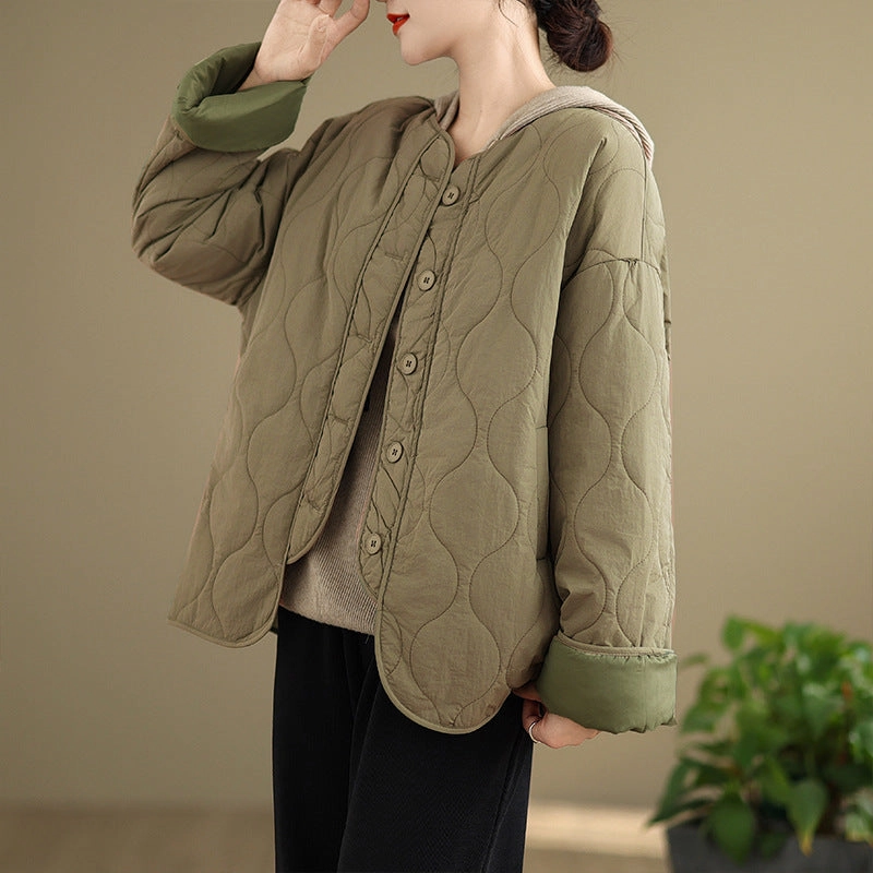 Insulated Layer Airflow Optimization Babakud Women Winter Retro Loose Casual Cotton- Padded Jacket