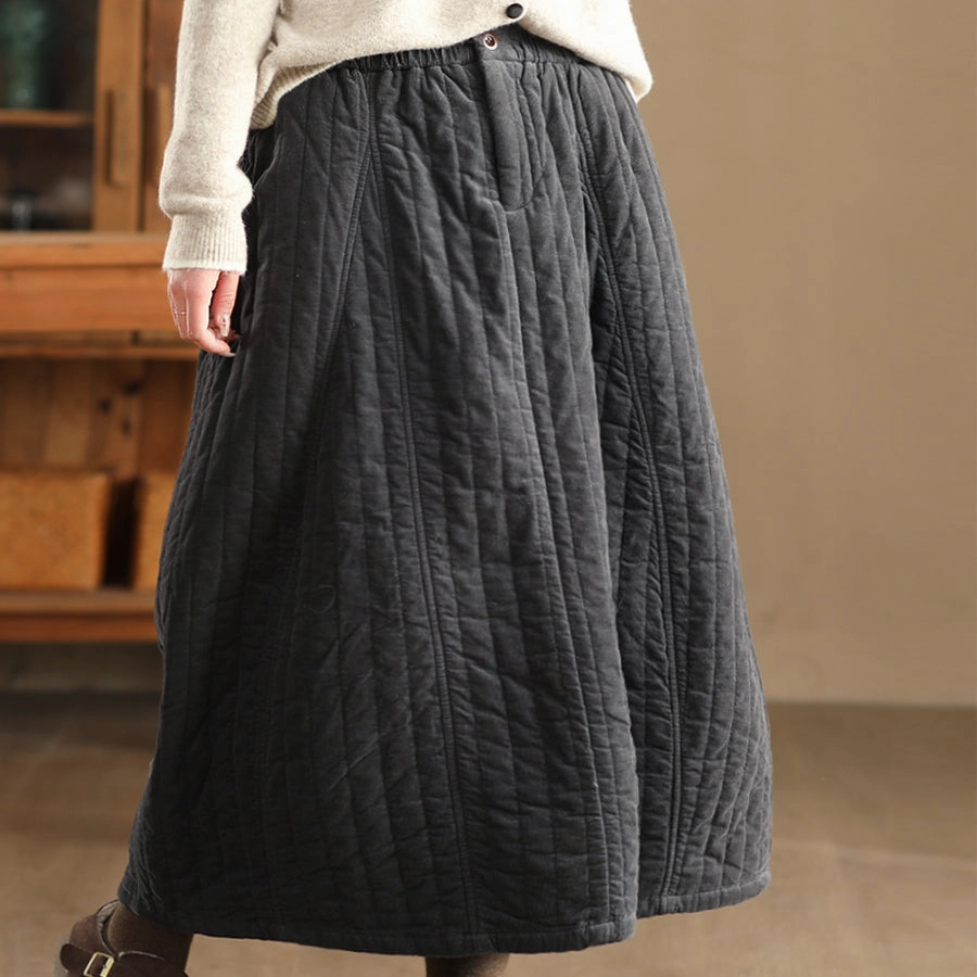 Babakud Women Winter Soft Cotton Corduroy Quilted A- Line Skirt Reliable Quality