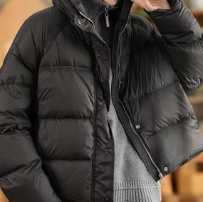 Articulated Ergonomic Fit Babakud Women Winter Windproof Stand Collar Solid Colors Down Puffer Jacket