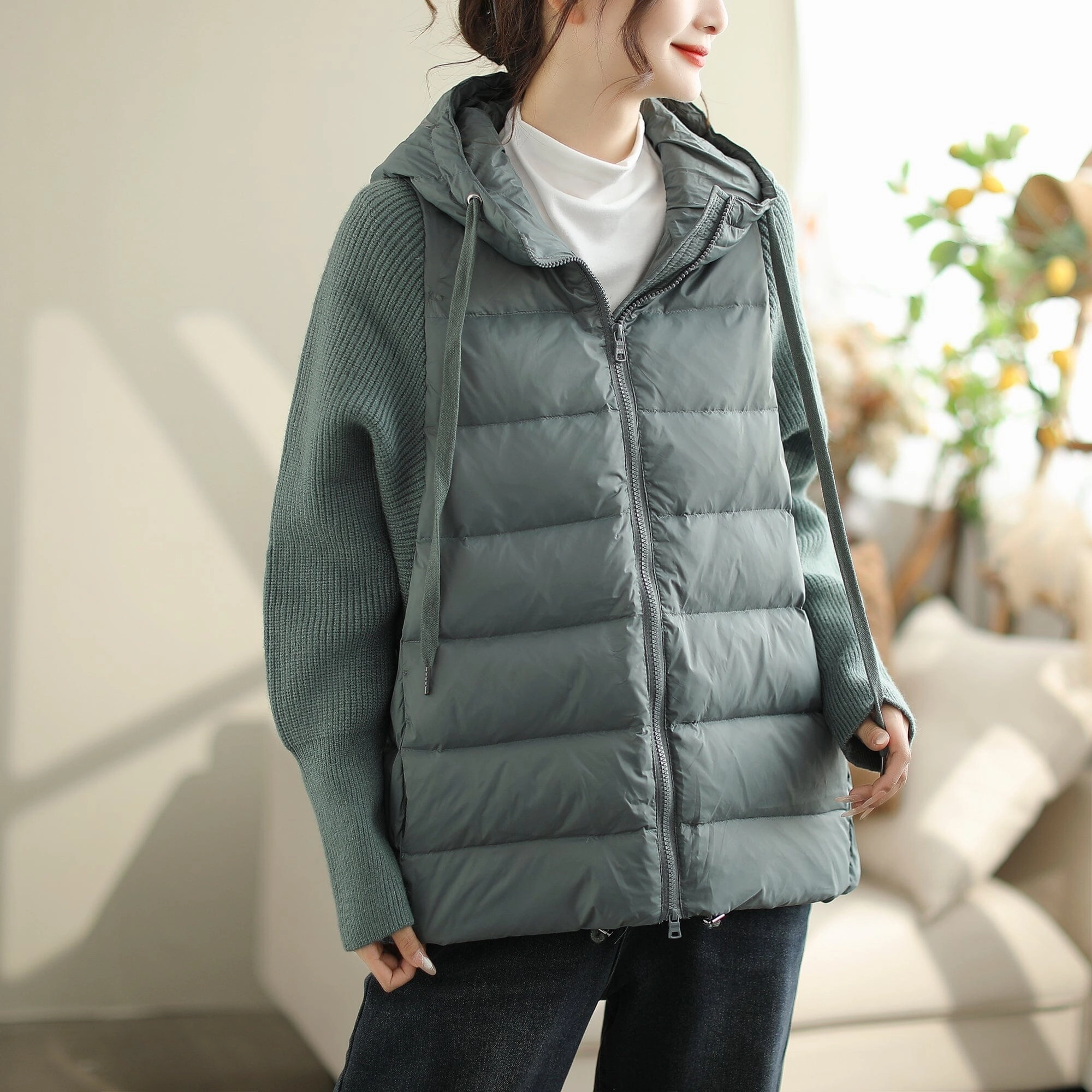 Women Casual Winter Hoodie Loose Down Coat FoldableStructure