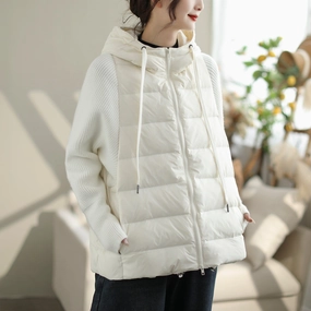 YKK Fasteners Packable Feature Women Casual Winter Hoodie Loose Down Coat