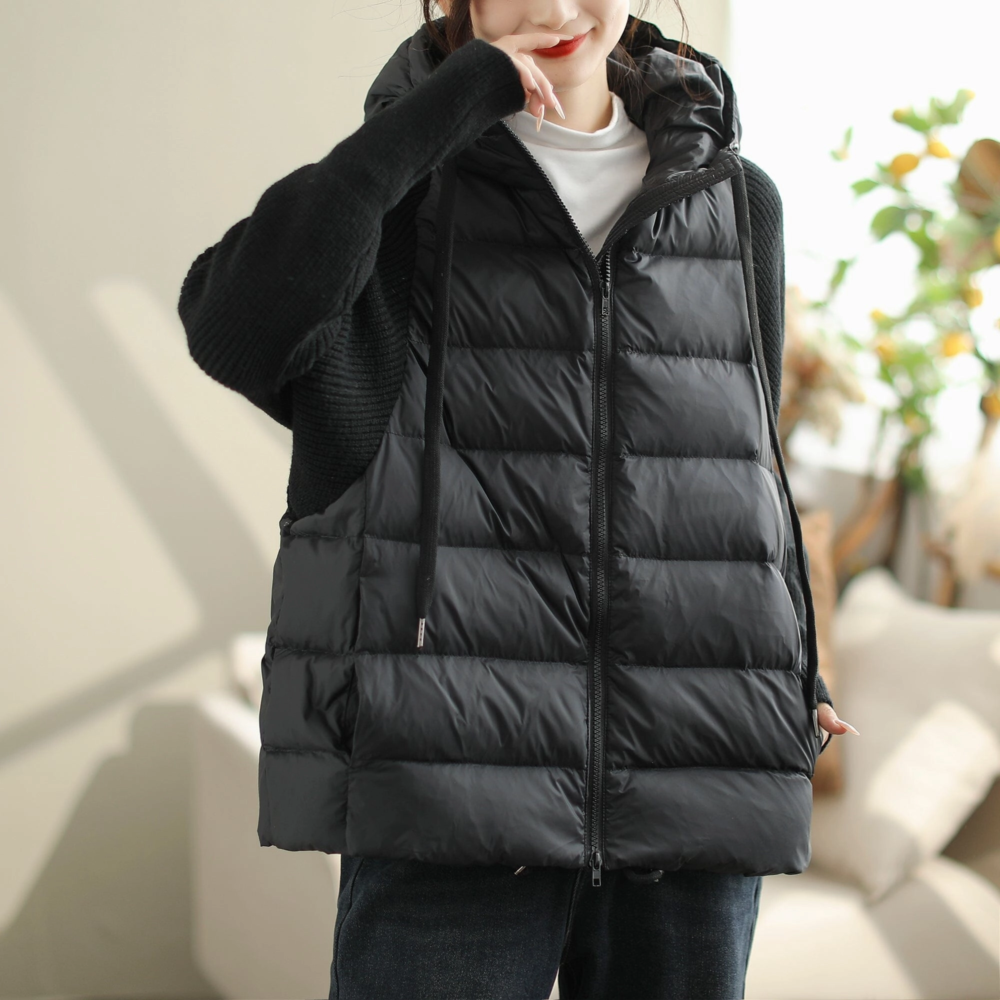 Women Casual Winter Hoodie Loose Down Coat nylon blend Stylish Outer Layer