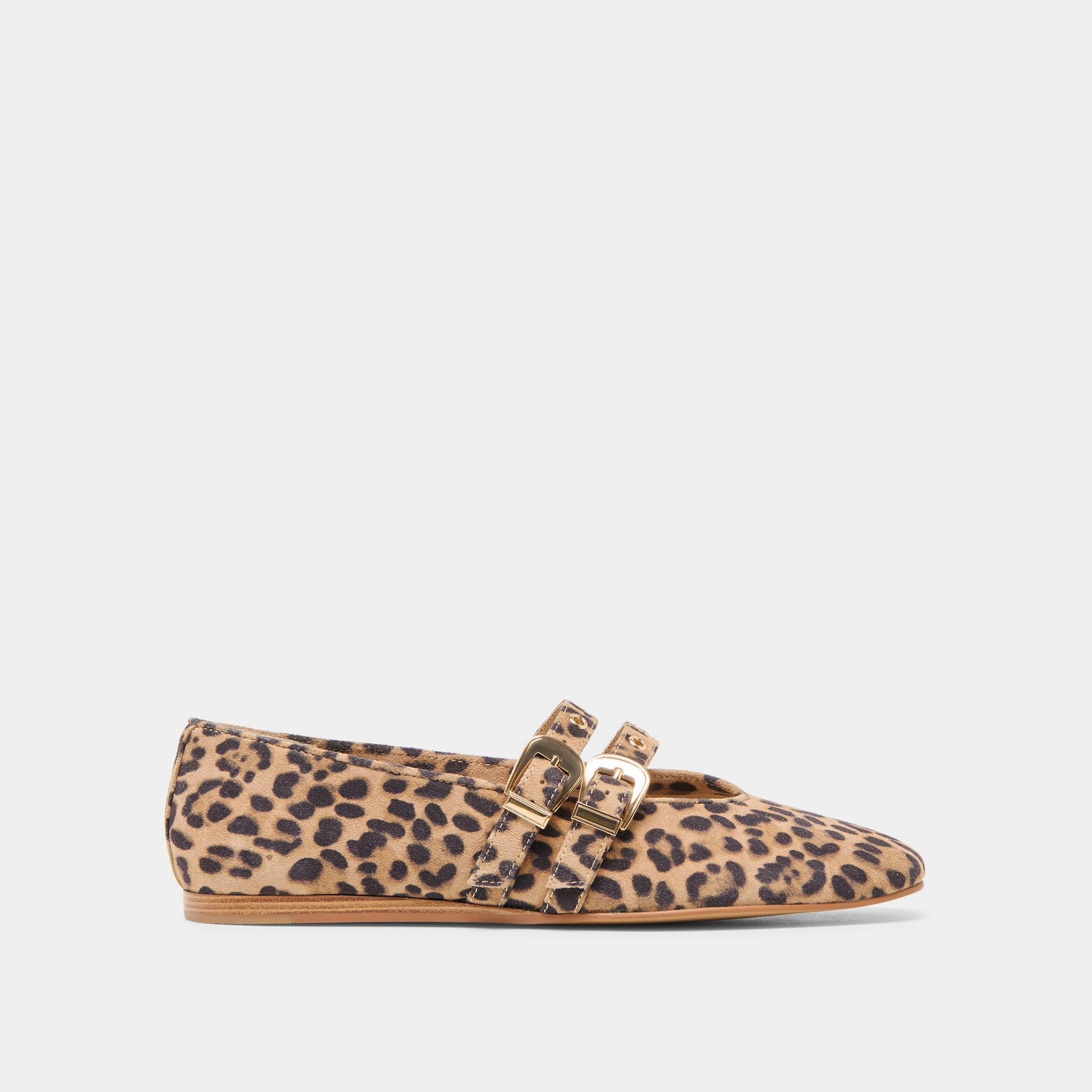 BAYLEE GROMMET BALLET FLATS DK LEOPARD PRINTED SUEDE Soft Leather