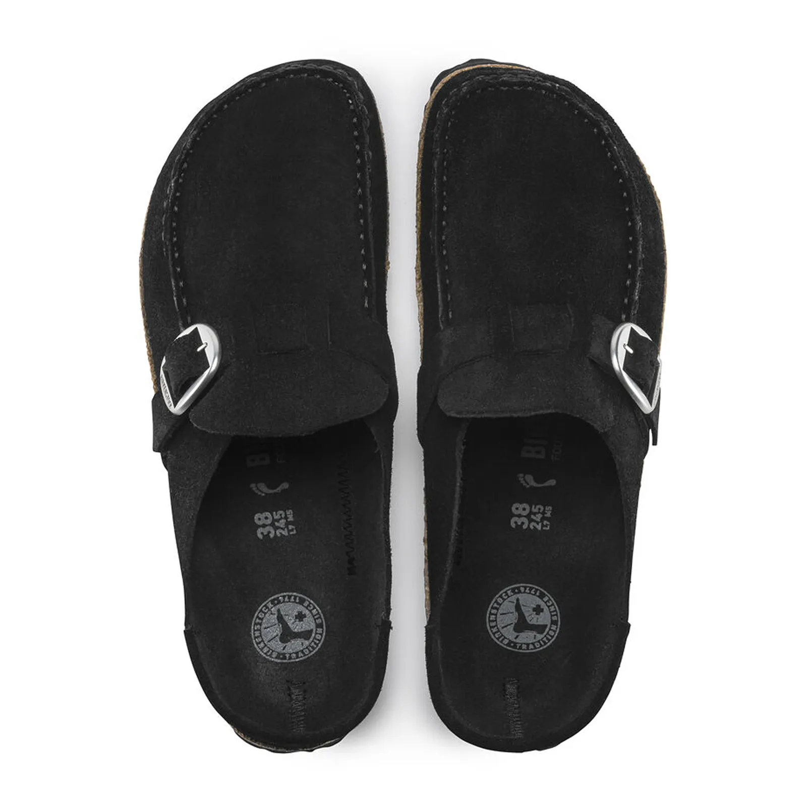 Grab Pair Low Profile Design Birkenstock Buckley Narrow Clog (Women) - Black Suede