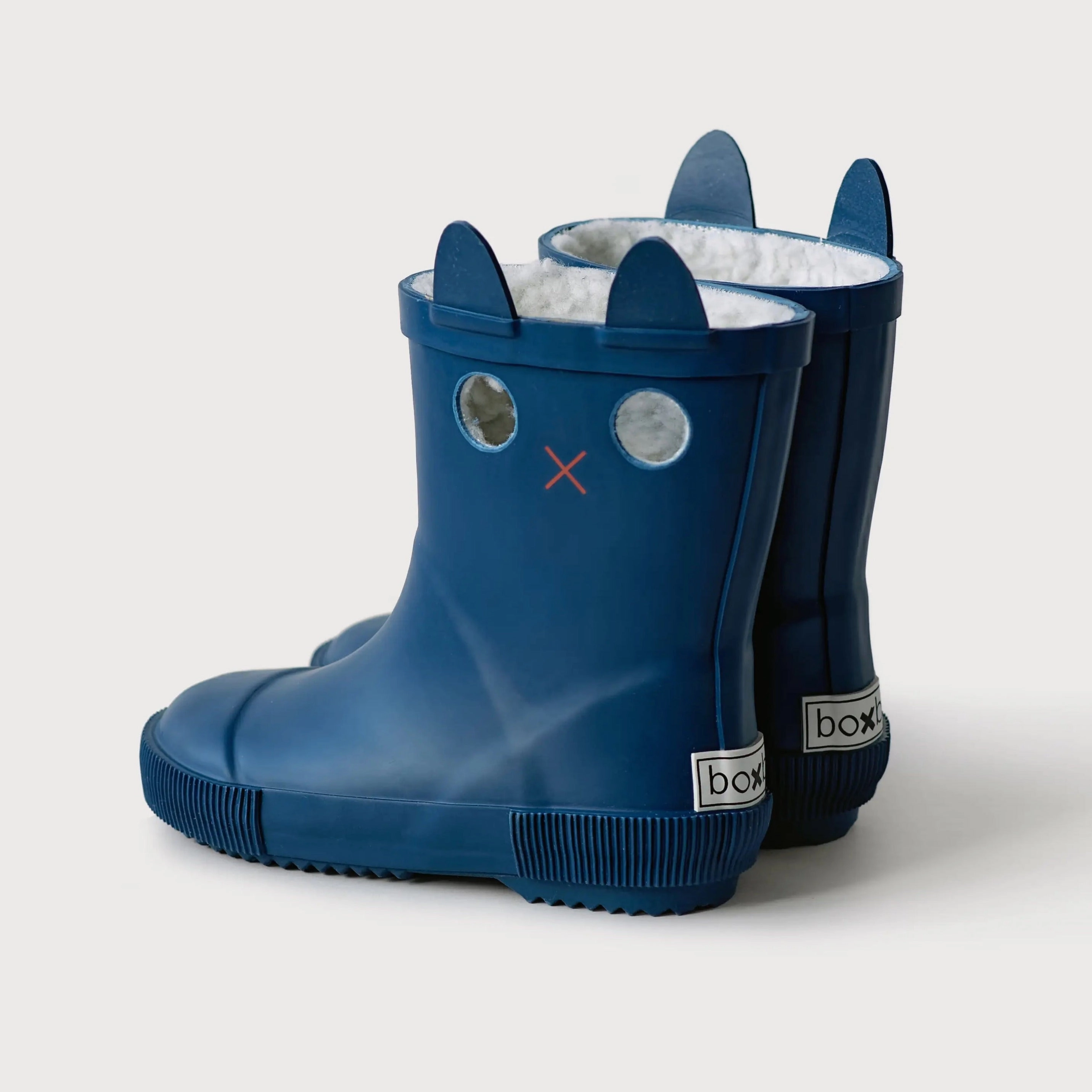 Wide Base Platform BOXBO Kids LookiCat Blue Winter Rain Boots with Fur