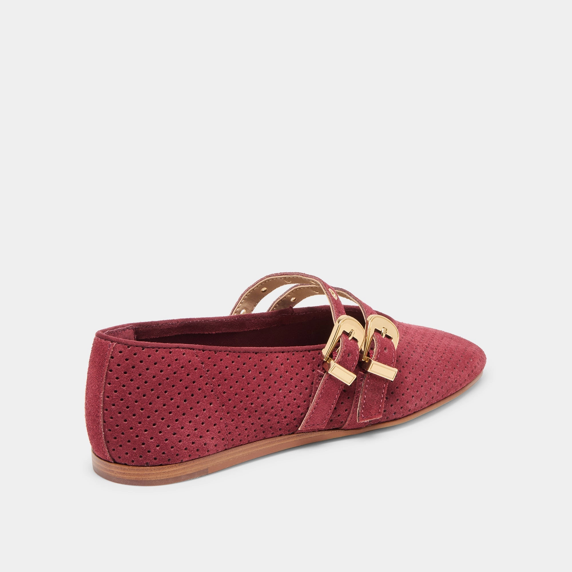 Glamour Sandals Comfortable Fashion BAYLEE GROMMET BALLET FLATS OXBLOOD PERFORATED SUEDE