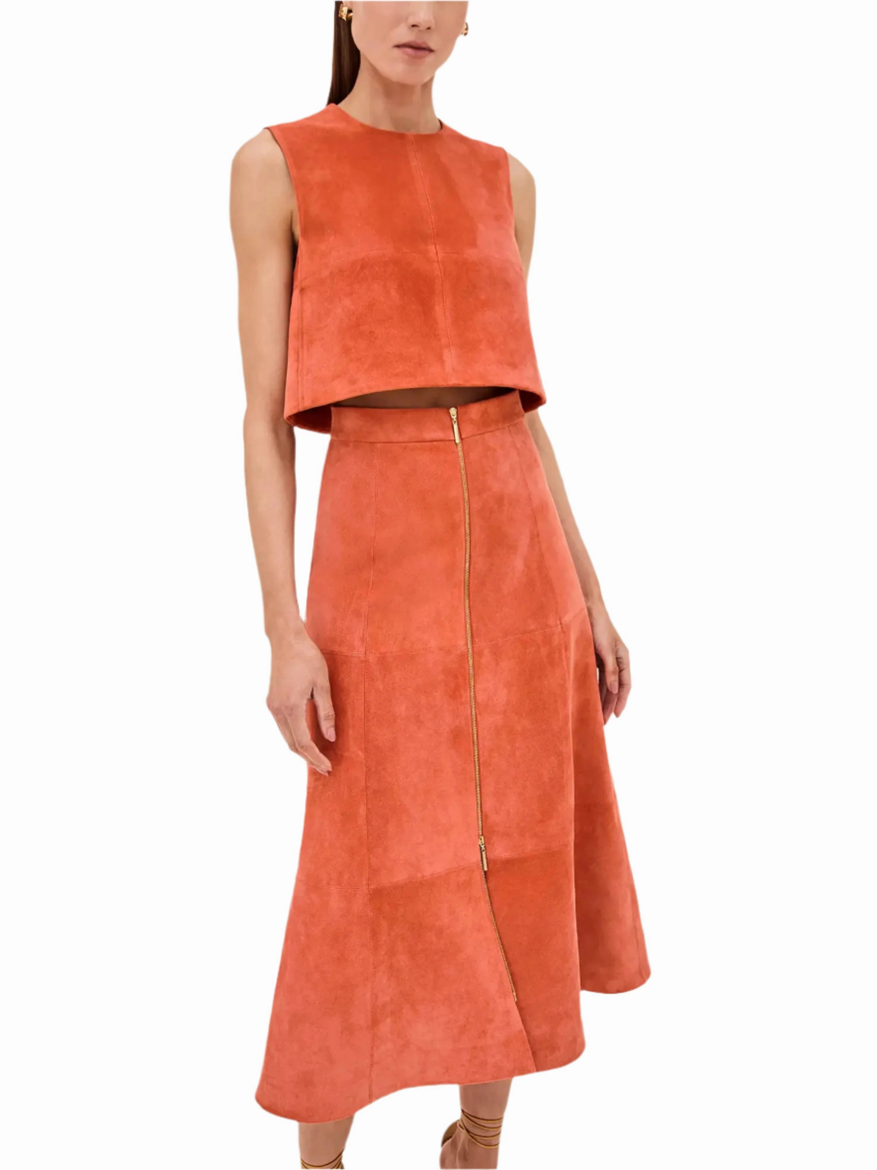 Clean Mood Bently Skirt in Amber Suede