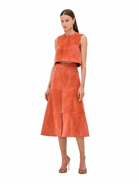 Bently Skirt in Amber Suede smooth zipper Maternity Friendly