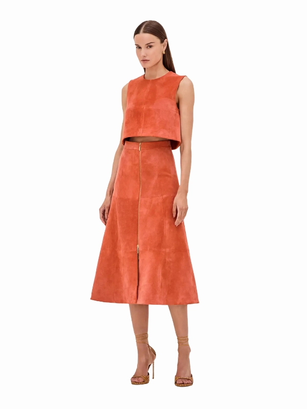 Bently Skirt in Amber Suede smooth zipper Maternity Friendly