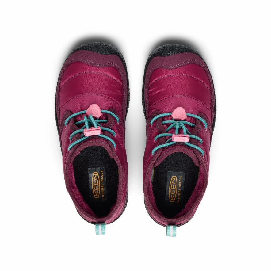 Puddle Safe Stable Support Rainy Days Big Kids' Howser II Waterproof Chukka  |  Beaujolais/Pool Blue