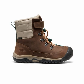 Big Kids' Kanibou Waterproof Winter Boot  |  Dark Earth/Roasted Pecan Shock Diffusing Heel Cushioned Step Trail Exploration