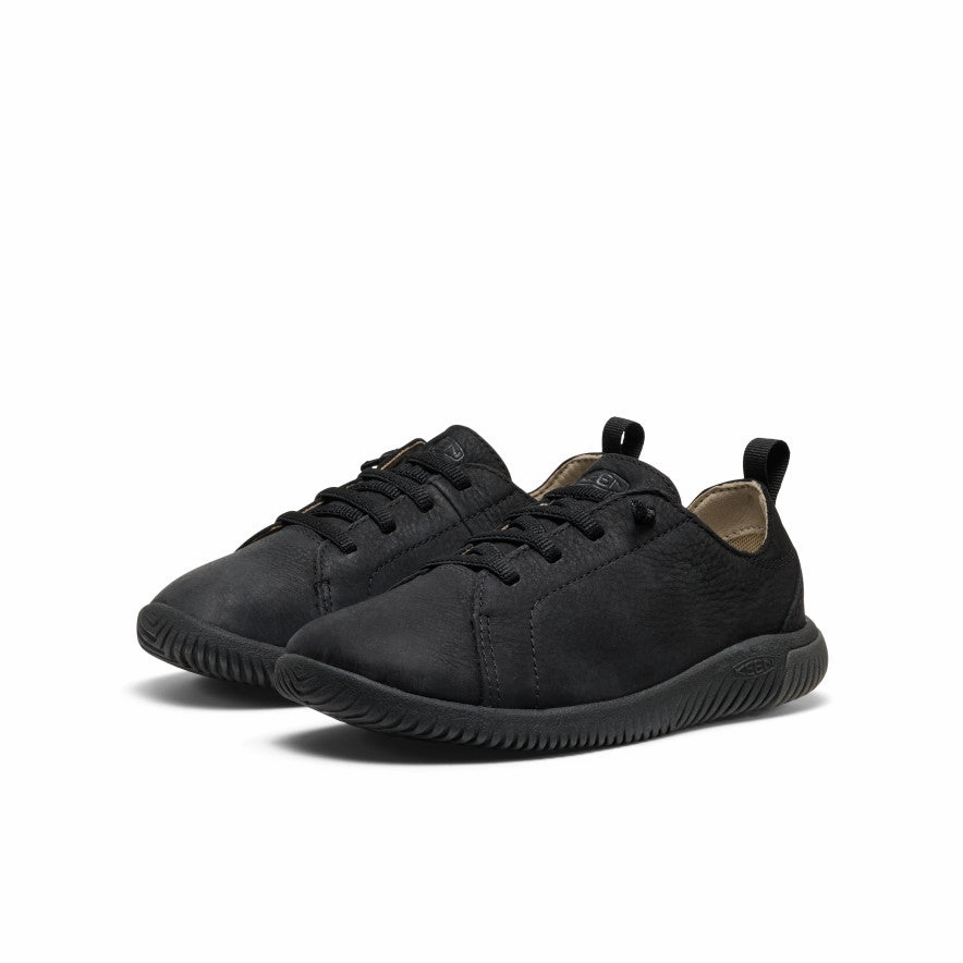 Big Kids' KNX Leather Sneaker  |  Triple Black Built-In Lining Airflow Optimized