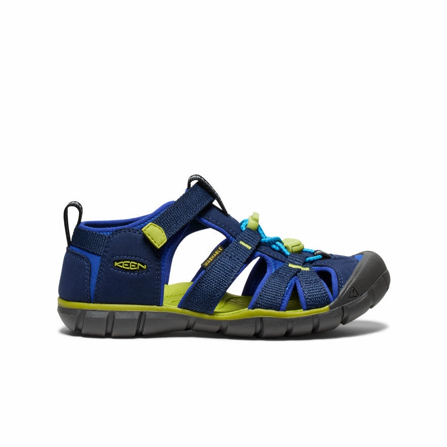 Sweat Wicking Ergonomic Footbed Molding Big Kids' Seacamp II CNX  |  Naval Academy/Chartreuse