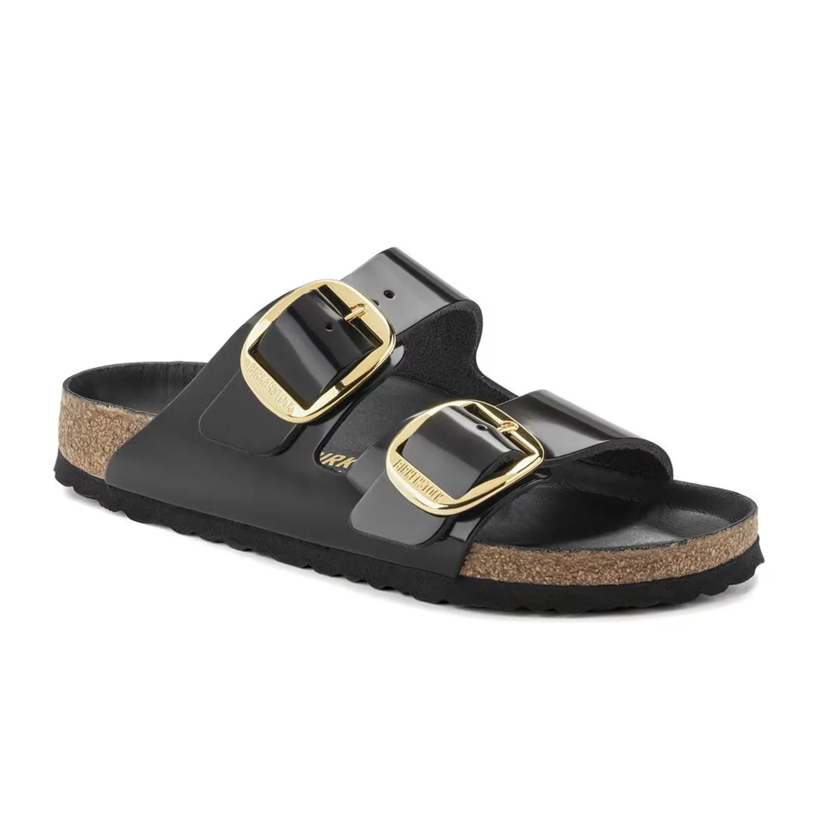 Birkenstock Arizona Big Buckle Narrow Slide Sandal (Women) - High Shine Black Leather Meeting Ready