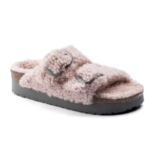 Birkenstock Arizona Big Buckle Slide Sandal (Women) - Teddy Crystal Rose Shearling Sharp Finish