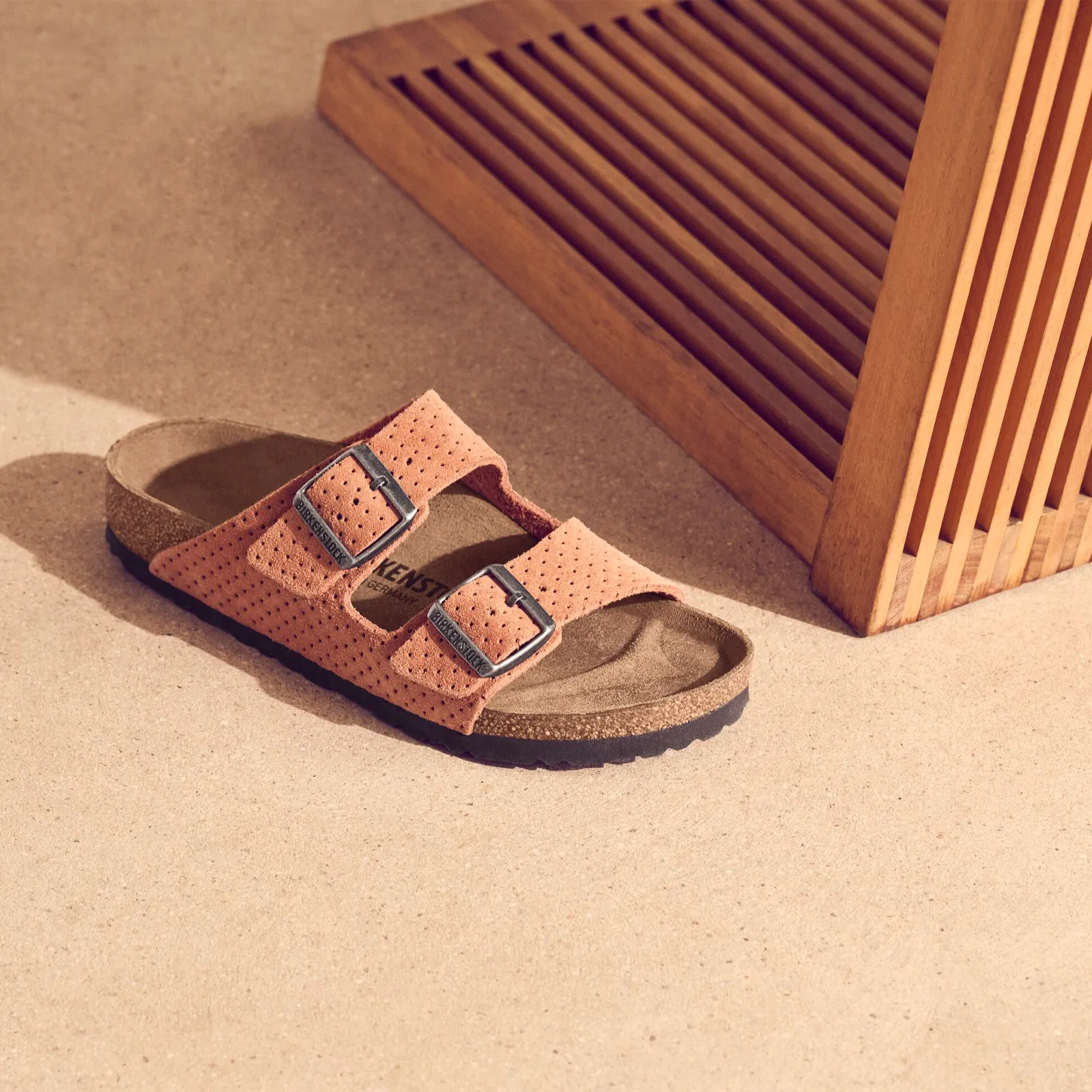 Birkenstock Arizona Narrow Slide Sandal (Women) - Dotted Burnt Orange Suede Odor Resistant Work Appearance