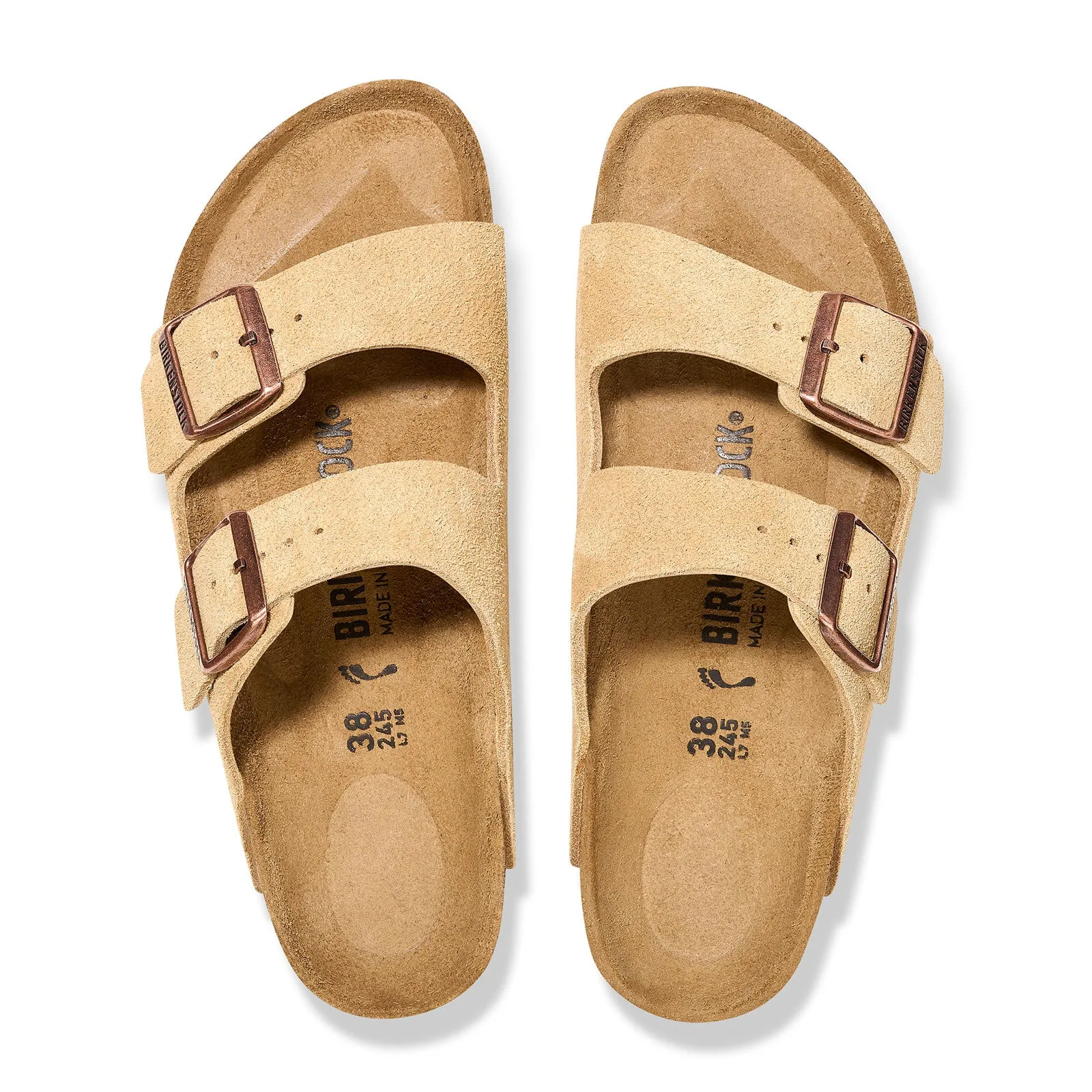 Birkenstock Arizona Narrow Slide Sandal (Women) - Latte Cream Suede Clean Line Slim Sole Design