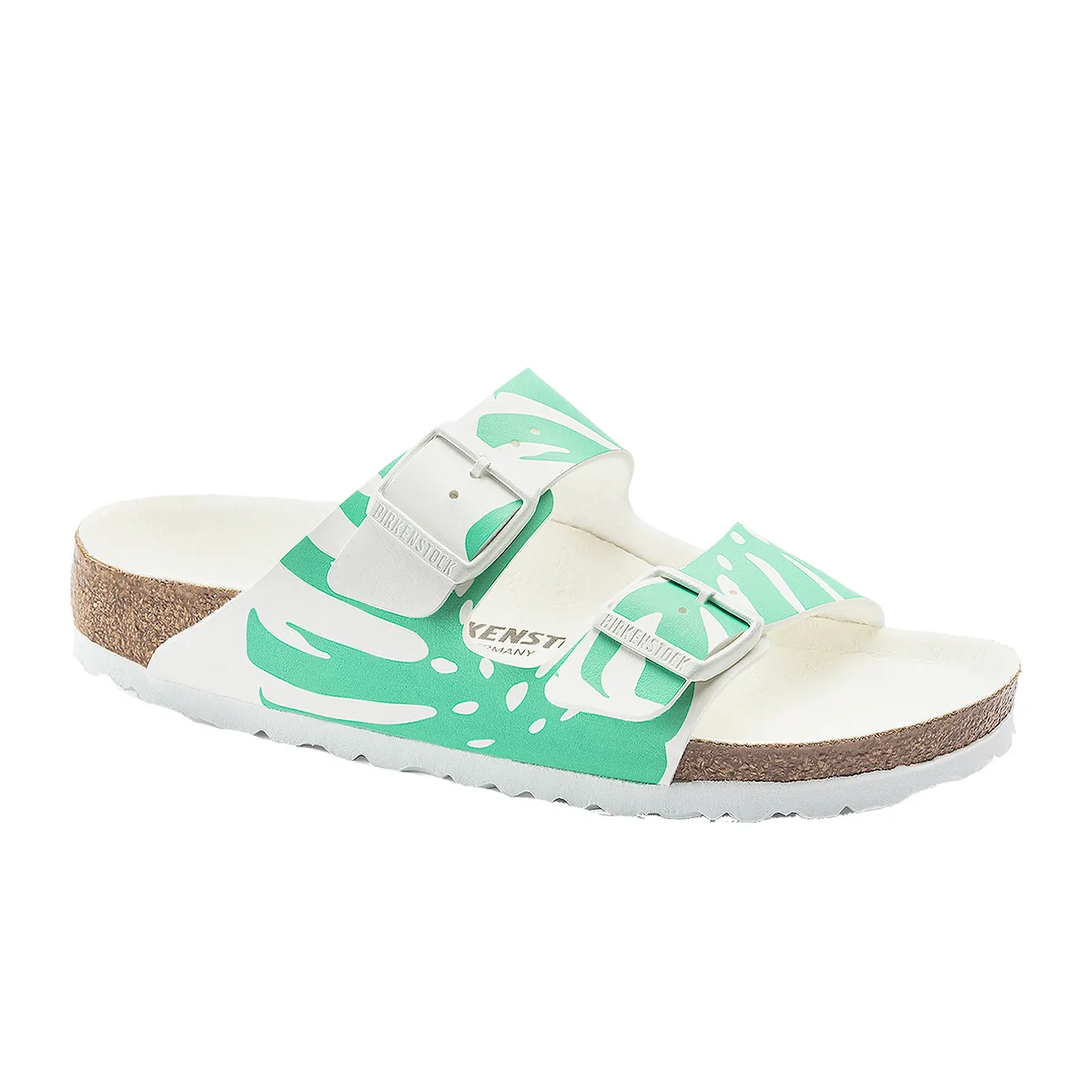 Flexible Outsole Birkenstock Arizona Slide Sandal (Women) - Monstera Bold Jade Birko-Flor