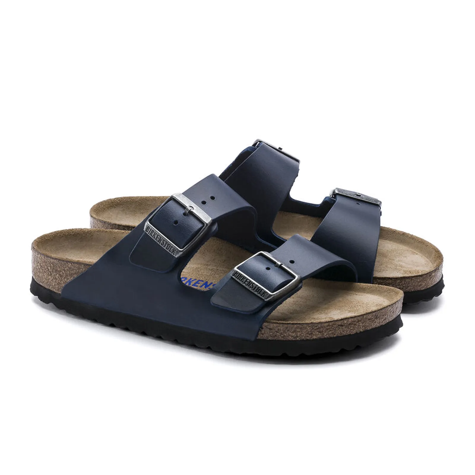 Birkenstock Arizona Soft Footbed Slide Sandal (Unisex) - Blue Oiled Leather Museum Opening