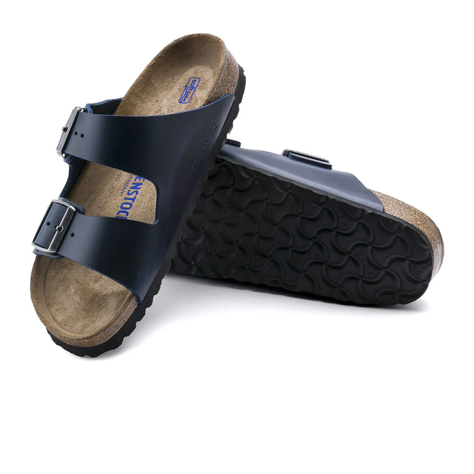 Birkenstock Arizona Soft Footbed Slide Sandal (Unisex) - Blue Oiled Leather Water Block Subtle Match