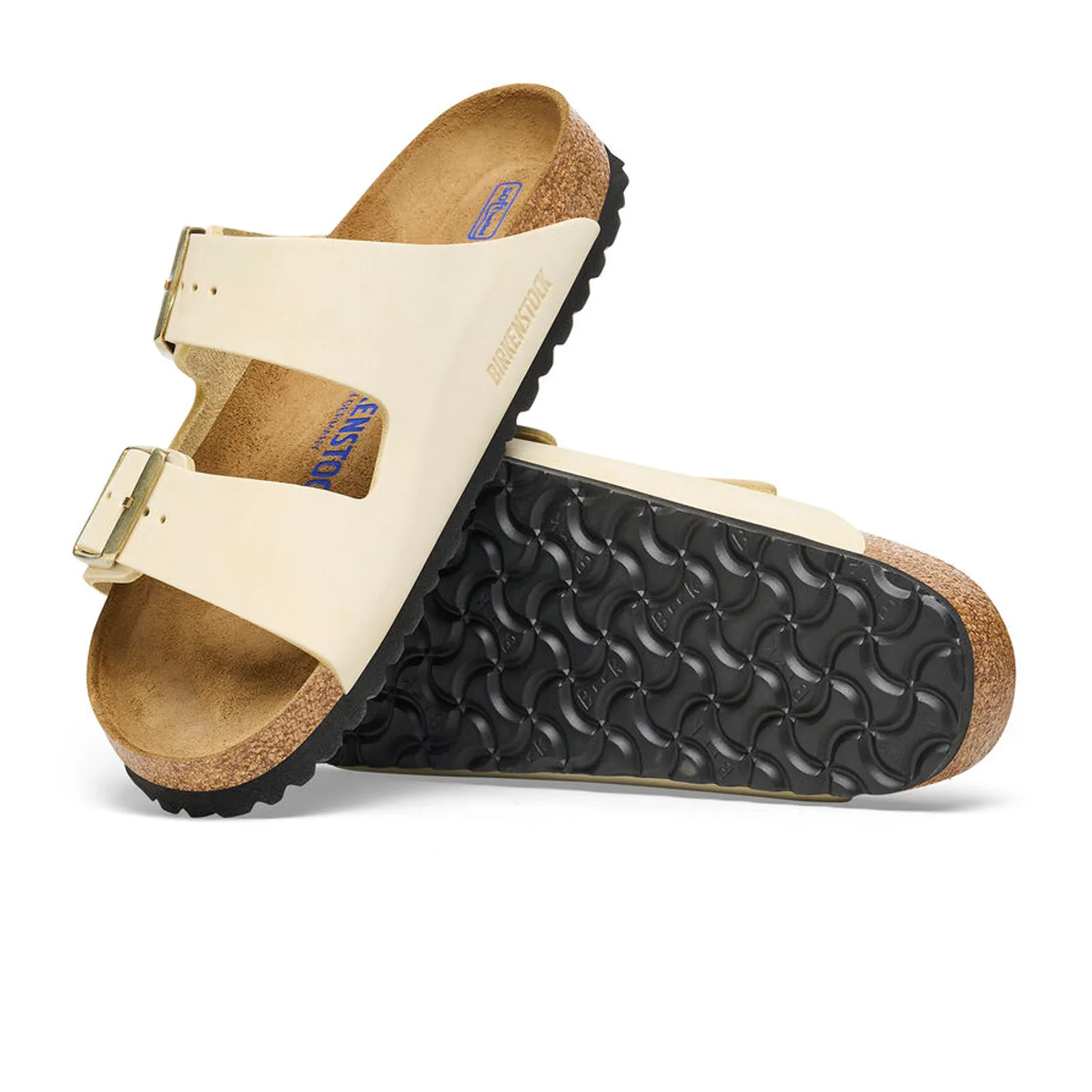 Birkenstock Arizona Soft Footbed Slide Sandal (Women) - Ecru Nubuck Cross Floor Indoor Use
