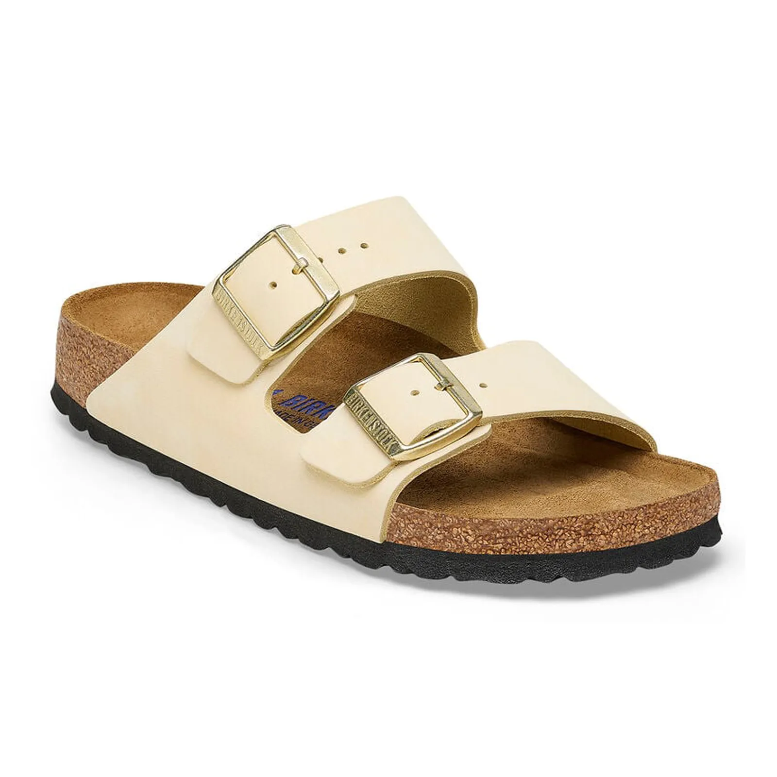 Birkenstock Arizona Soft Footbed Slide Sandal (Women) - Ecru Nubuck Comfortable lining Odor Control Treatment
