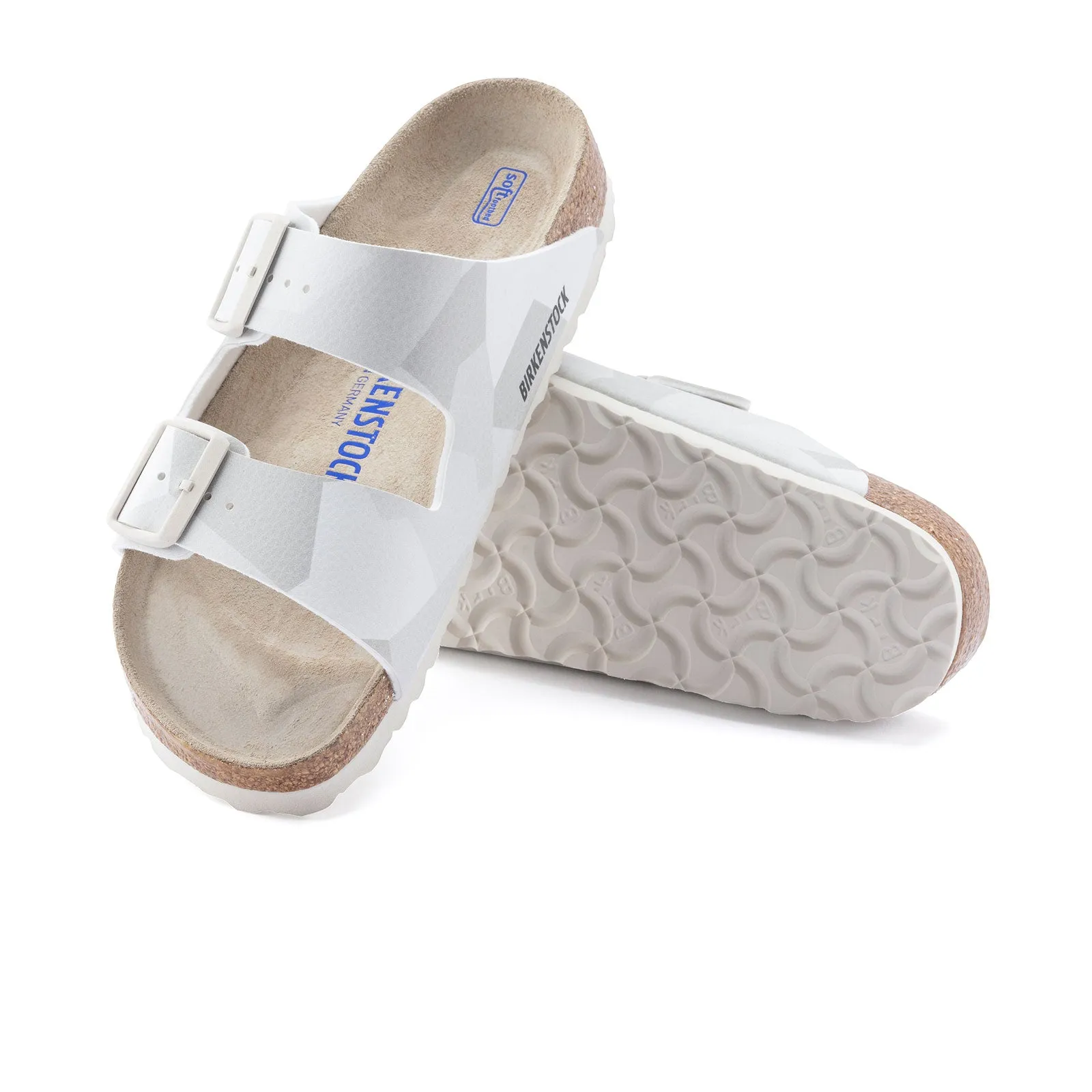 Birkenstock Arizona Soft Footbed Slide Sandal (Women) - Geo Snow Birko-Flor Polish Trim