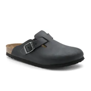 Birkenstock Boston Clog (Unisex) - Black Oiled Leather Real Shade Black Tie