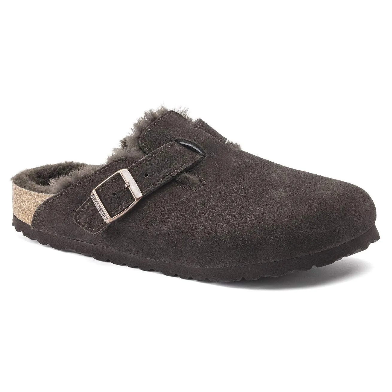 Birkenstock Boston Shearling Mocha Suede Shock-absorbent