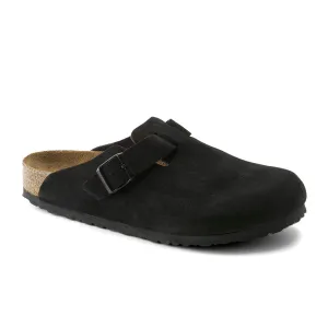 Birkenstock Boston Soft Footbed Narrow Clog (Unisex) - Black Suede Tailored Vibe City Commuter