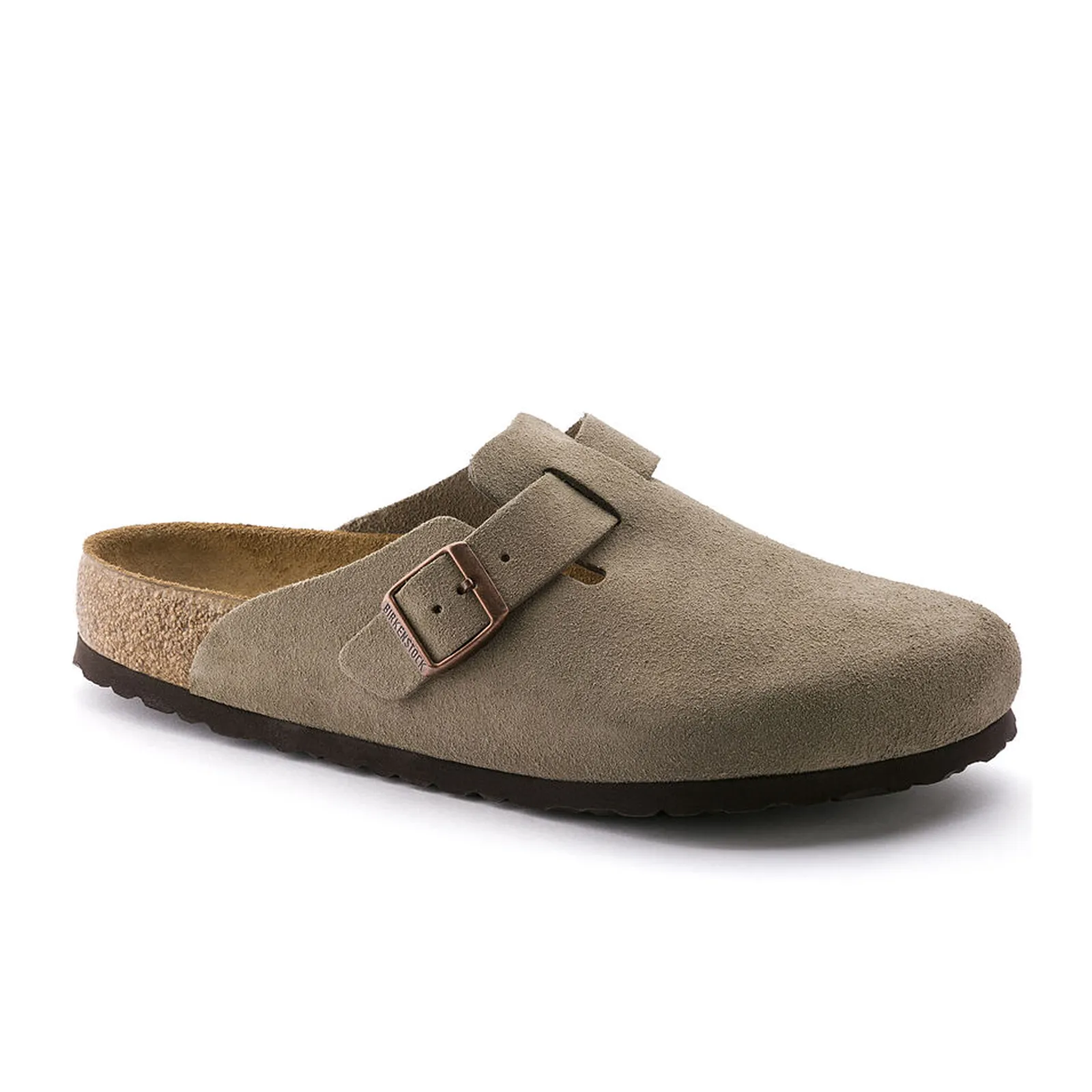 Versatile Boots Productive Hours Birkenstock Boston Soft Footbed Narrow Clog (Unisex) - Taupe Suede