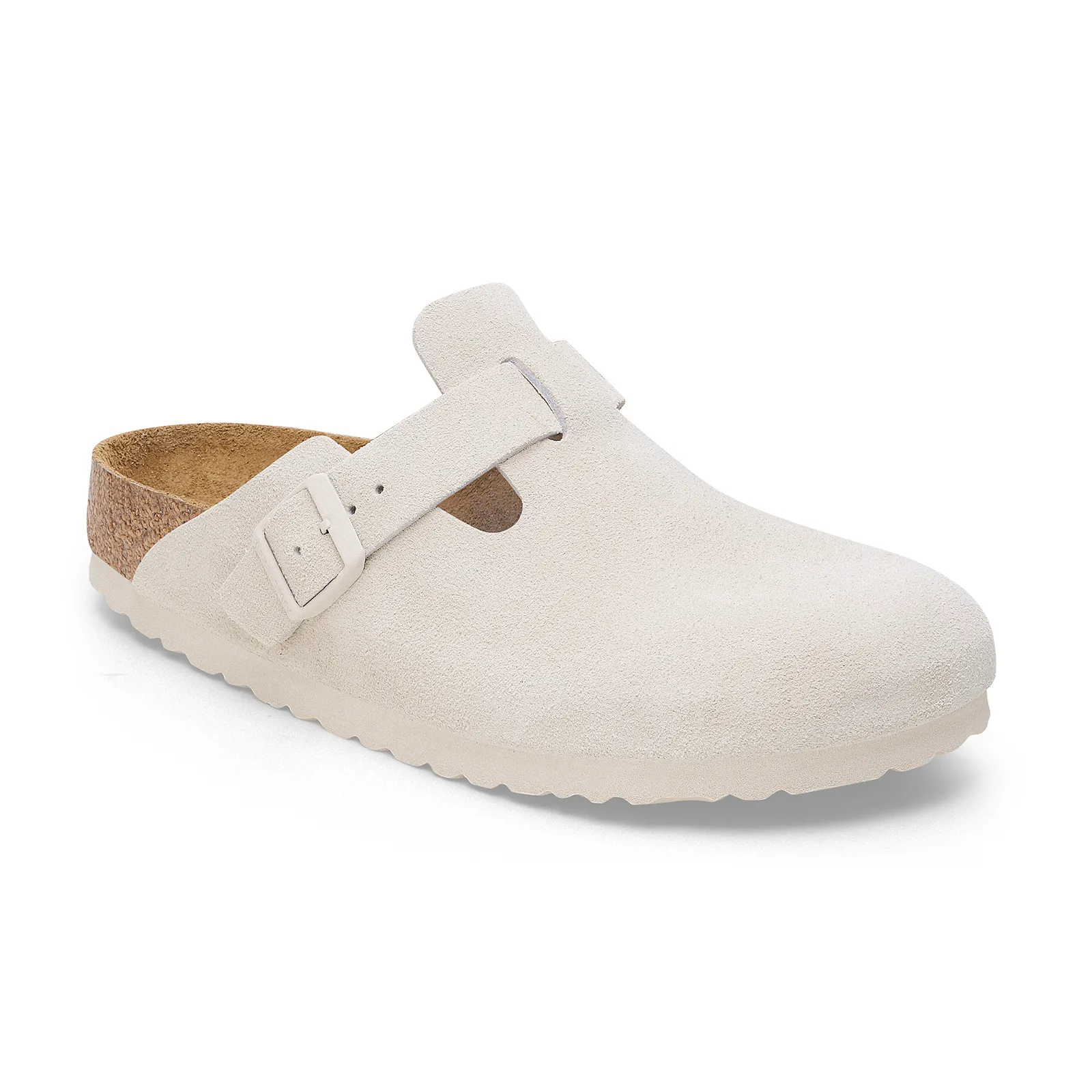 Birkenstock Boston Soft Footbed Narrow Clog (Women) - Antique White Suede Weekend Party Open Toe