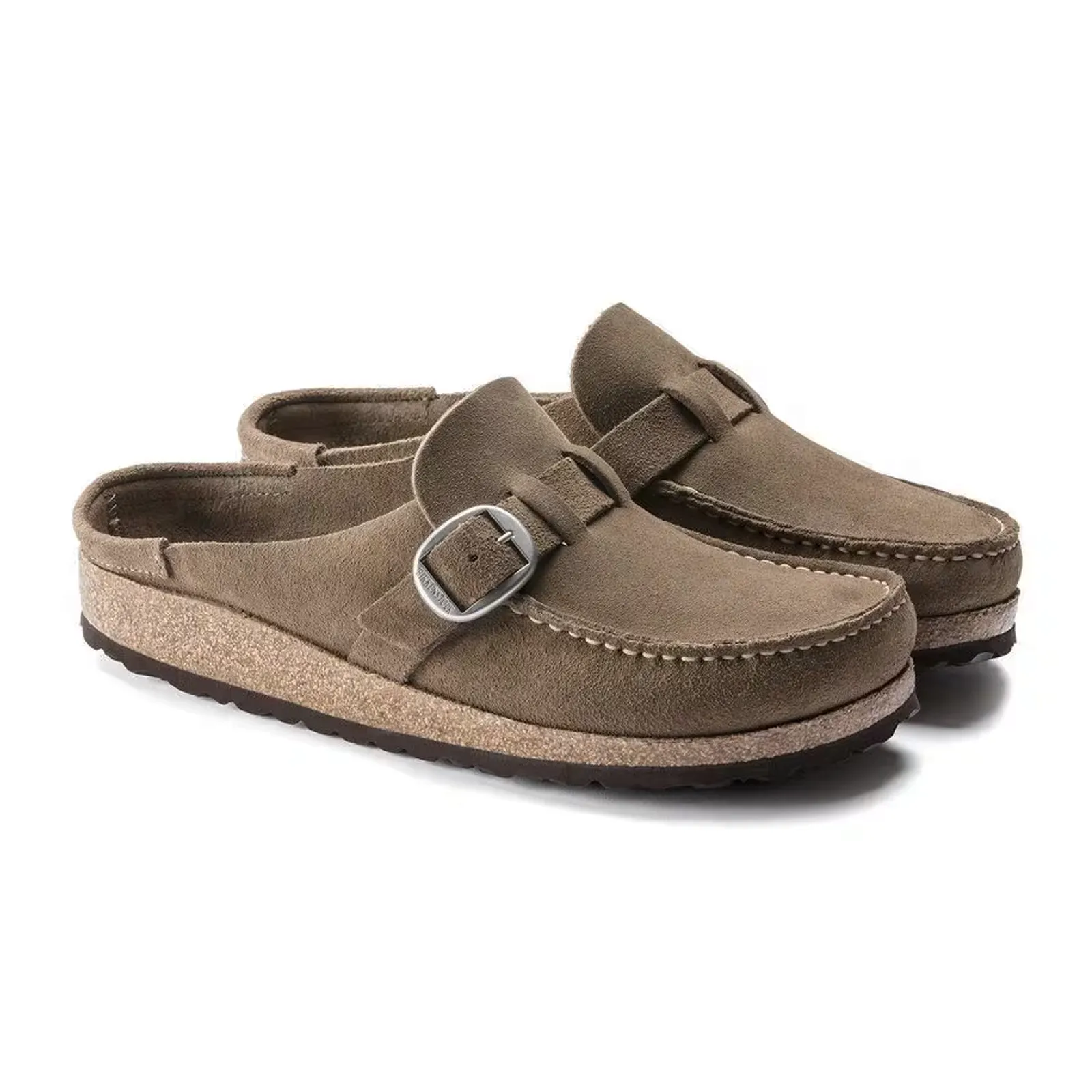 Plush Step Birkenstock Buckley Narrow Clog (Women) - Gray Taupe Suede