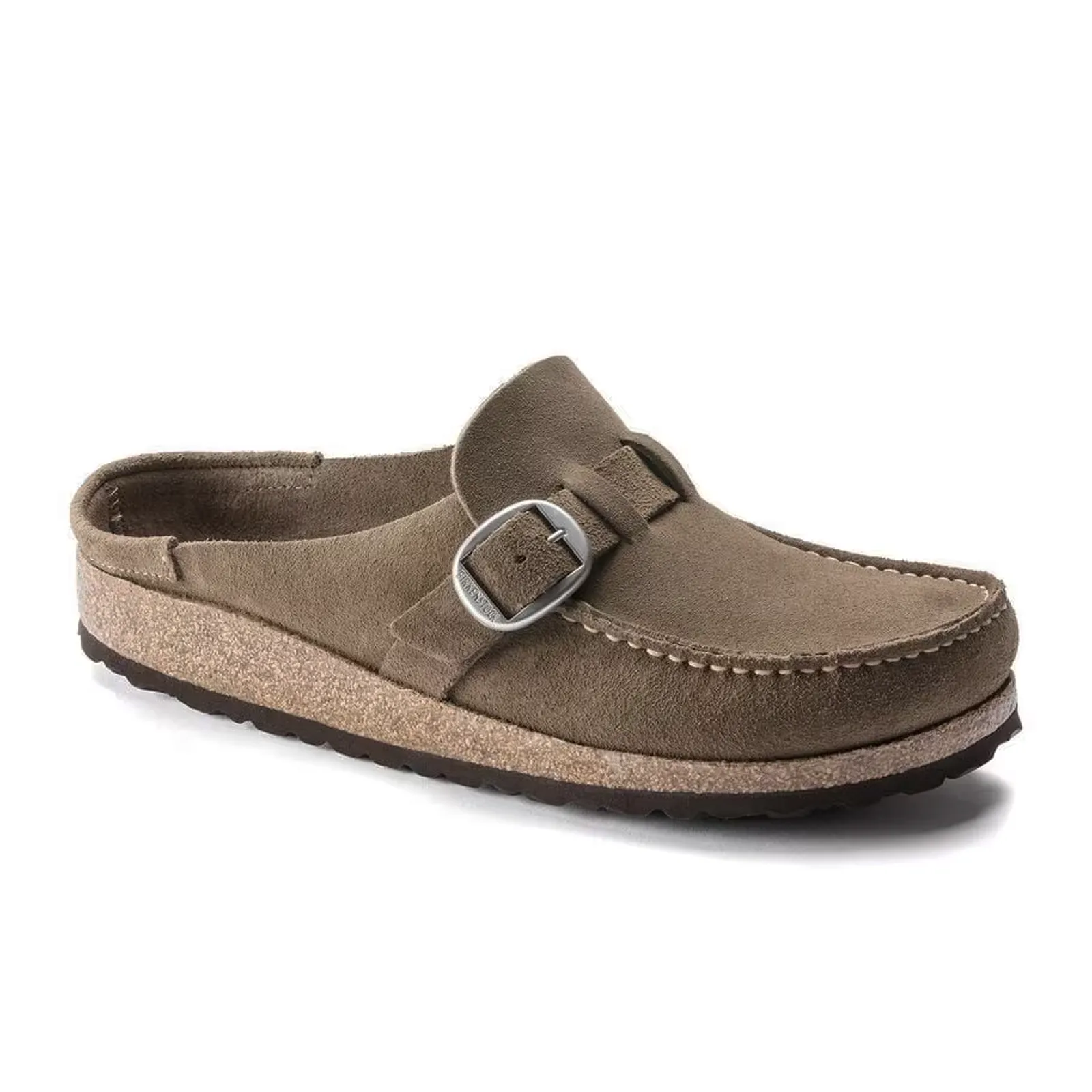 Birkenstock Buckley Narrow Clog (Women) - Gray Taupe Suede Wind Guard Handcrafted