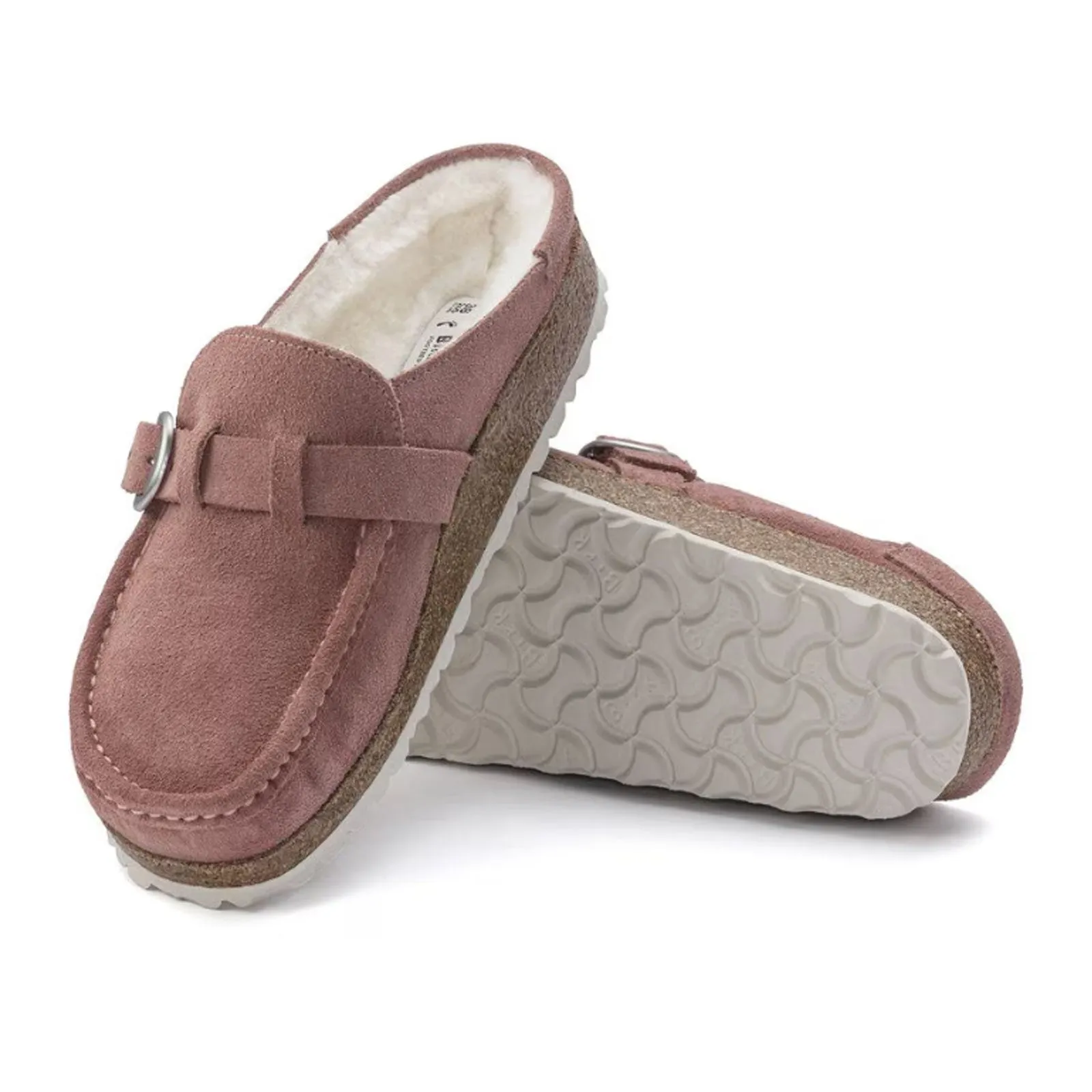 Birkenstock Buckley Narrow Clog (Women) - Pink Clay Suede/Natural Shearling Forever Fit Good Value