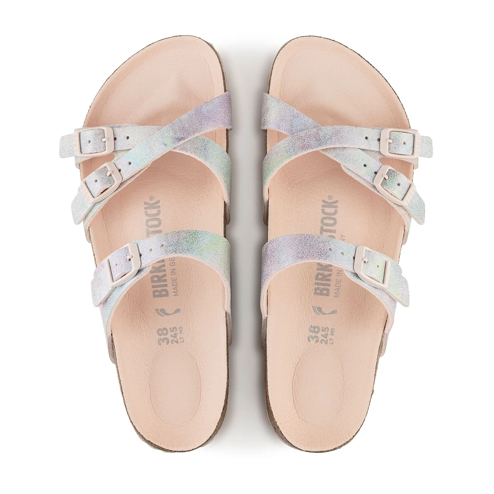 Birkenstock Franca Vegan Slide Sandal (Women) - Iridescent Light Rose Microfiber Street Mode Victory Walk