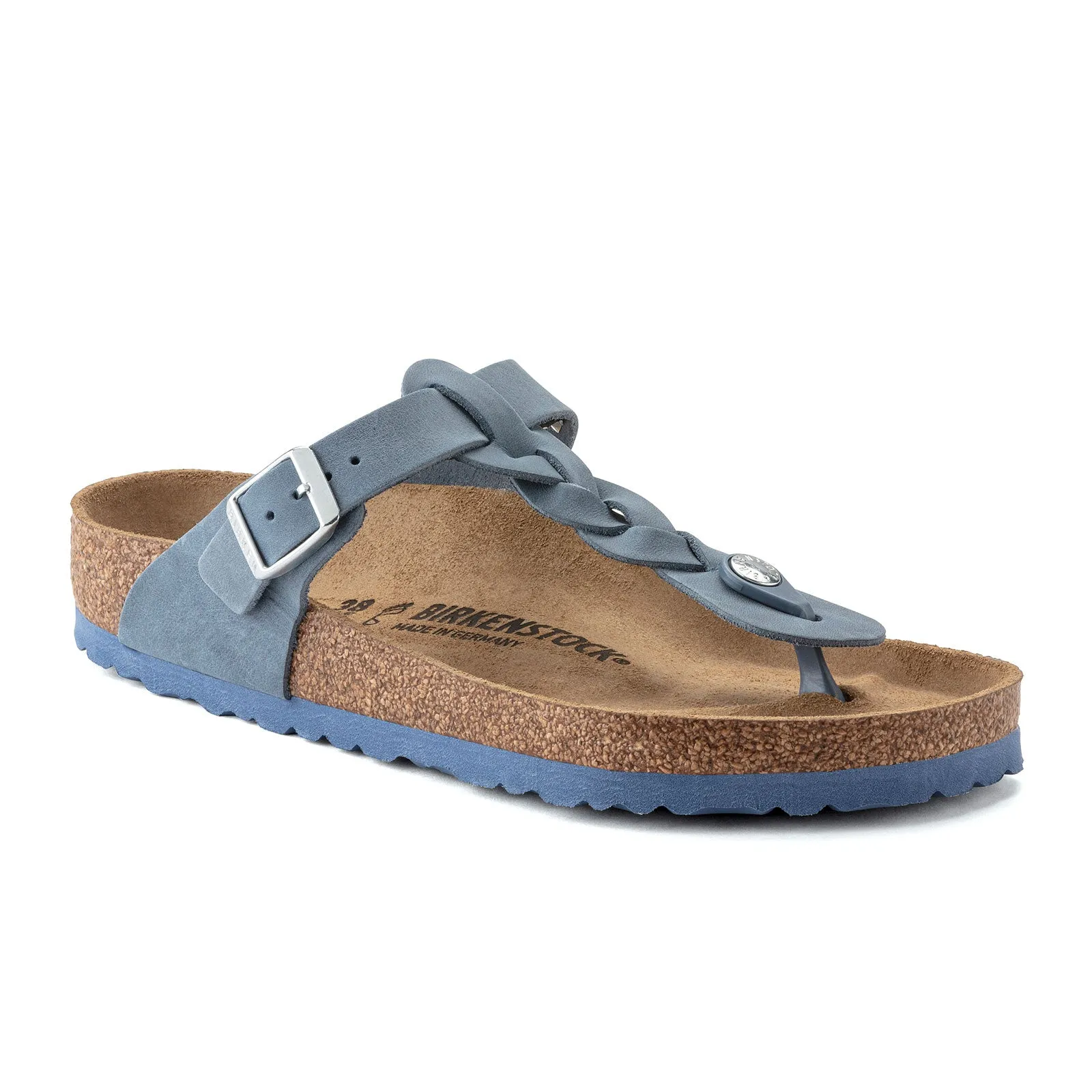 Light Step Air Knit Birkenstock Gizeh Braid Sandal (Women) - Dusty Blue Oiled Leather