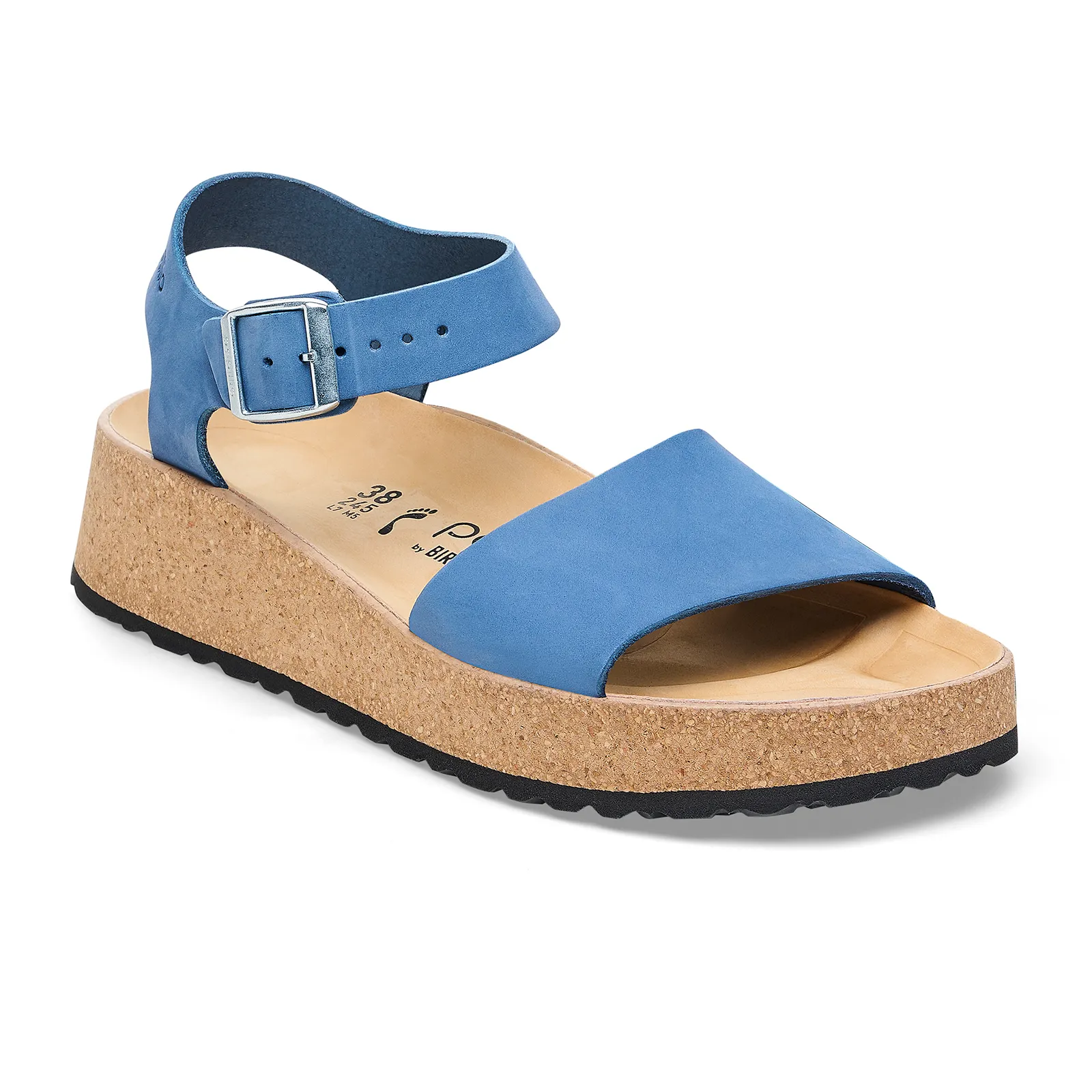 Elegant Comfort Light Knit Birkenstock Glenda Narrow Wedge Sandal (Women) - Elemental Blue Nubuck