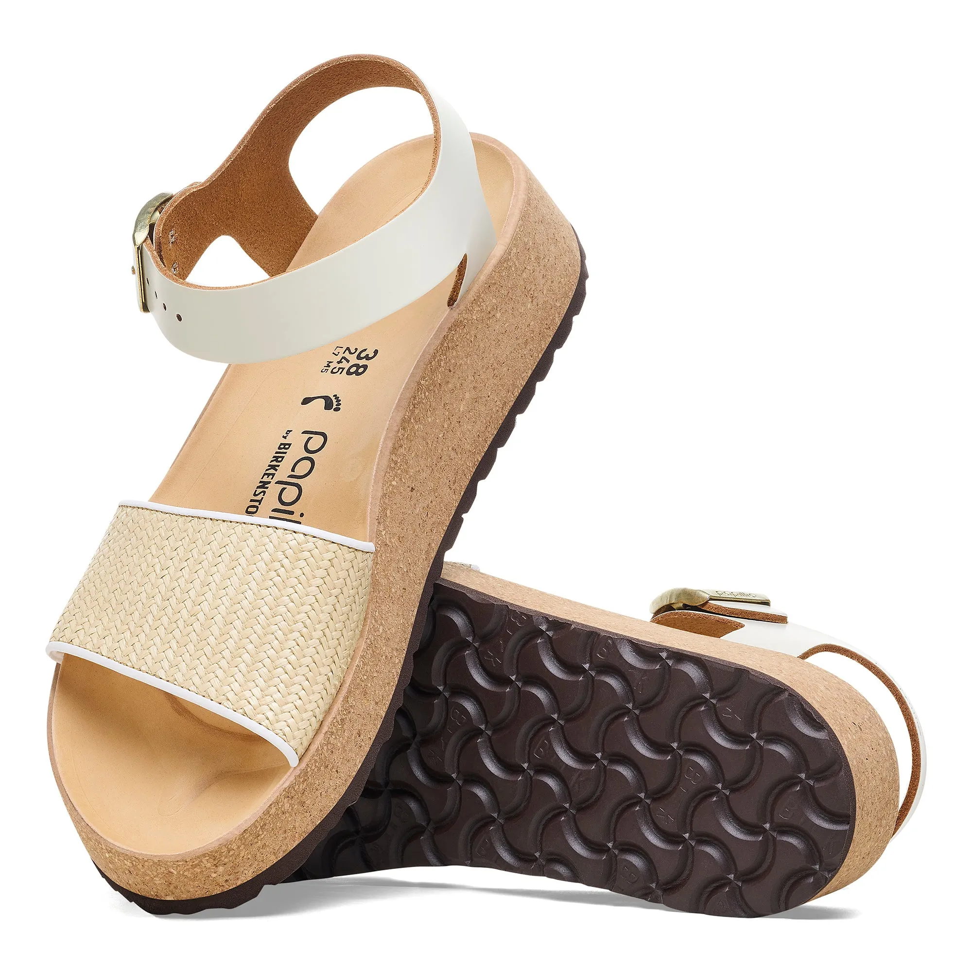 Birkenstock Glenda Narrow Wedge Sandal (Women) - Natural Leather/White Raffia Quiet Workspace Premium Leather Upper