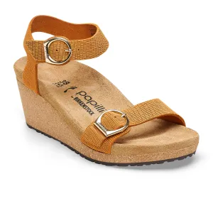 Birkenstock Soley Narrow Wedge Sandal (Women) - Embossed Burnt Orange Nubuck Anti Grip