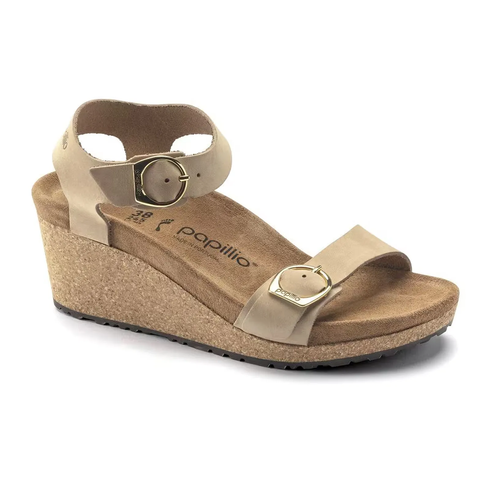 Birkenstock Soley Ring-Buckle Narrow Wedge Sandal (Women) - Sandcastle Leather Simple Entry