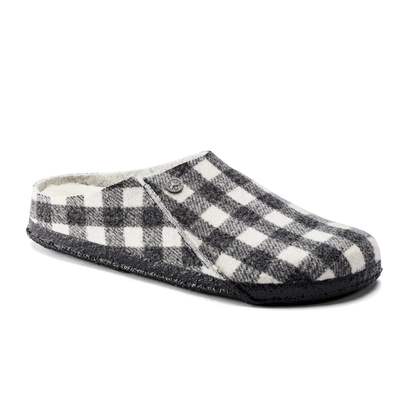 Birkenstock Zermatt Narrow Slipper (Women) - White Plaid Wool/Natural Shearling Full Leather Daily Shade