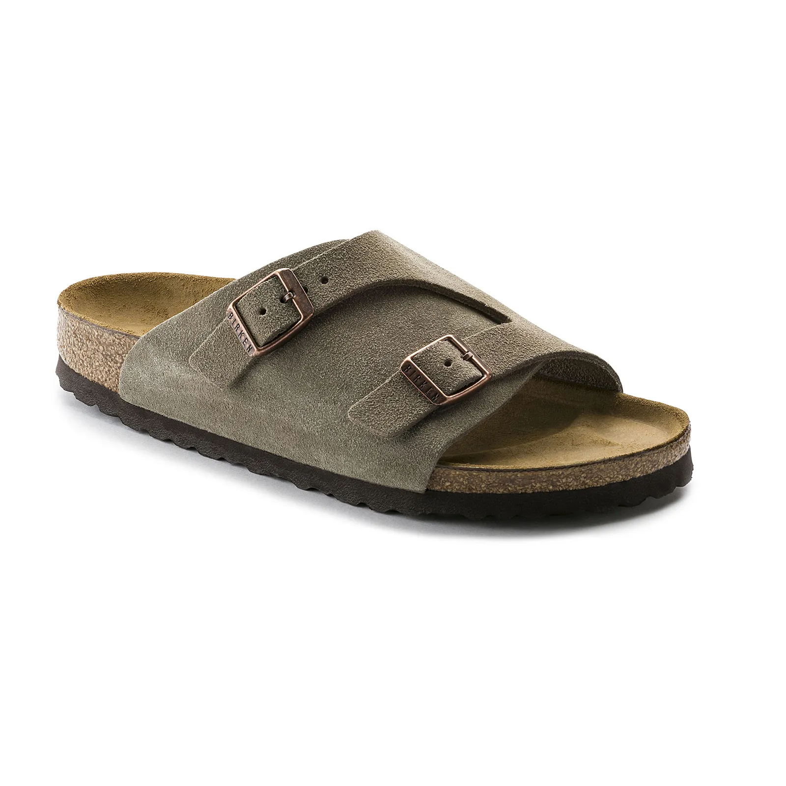 Birkenstock Zurich Narrow Slide Sandal (Women) - Taupe Suede Mesh Air