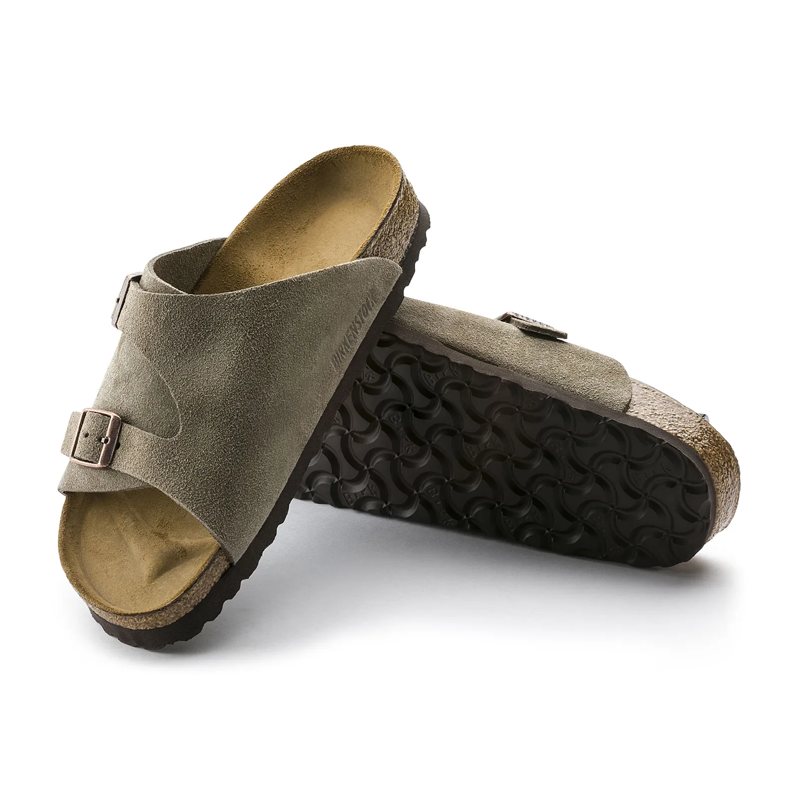 Birkenstock Zurich Narrow Slide Sandal (Women) - Taupe Suede Steady Support