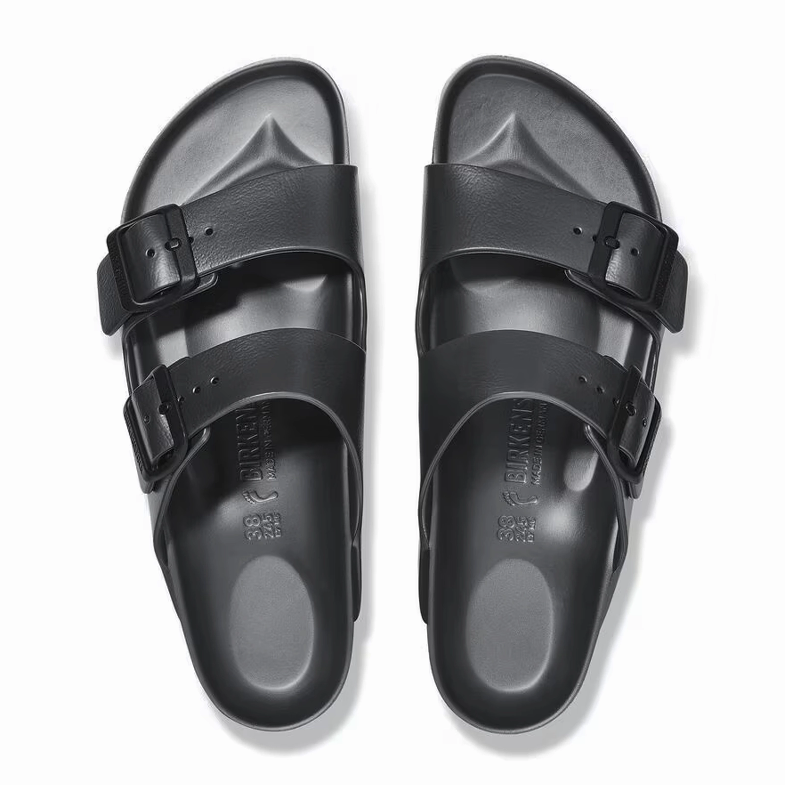Center Stage Urban Cool Birkenstock Arizona EVA Narrow Slide Sandal (Women) - Metallic Anthracite