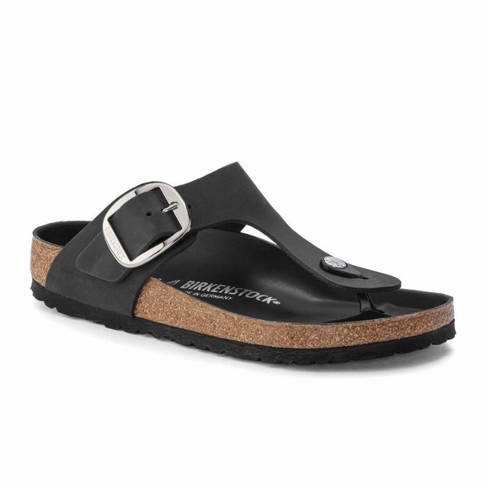 Evening Shade Birkenstock Gizeh Big Buckle Sandal (Women) - Black Oiled Leather