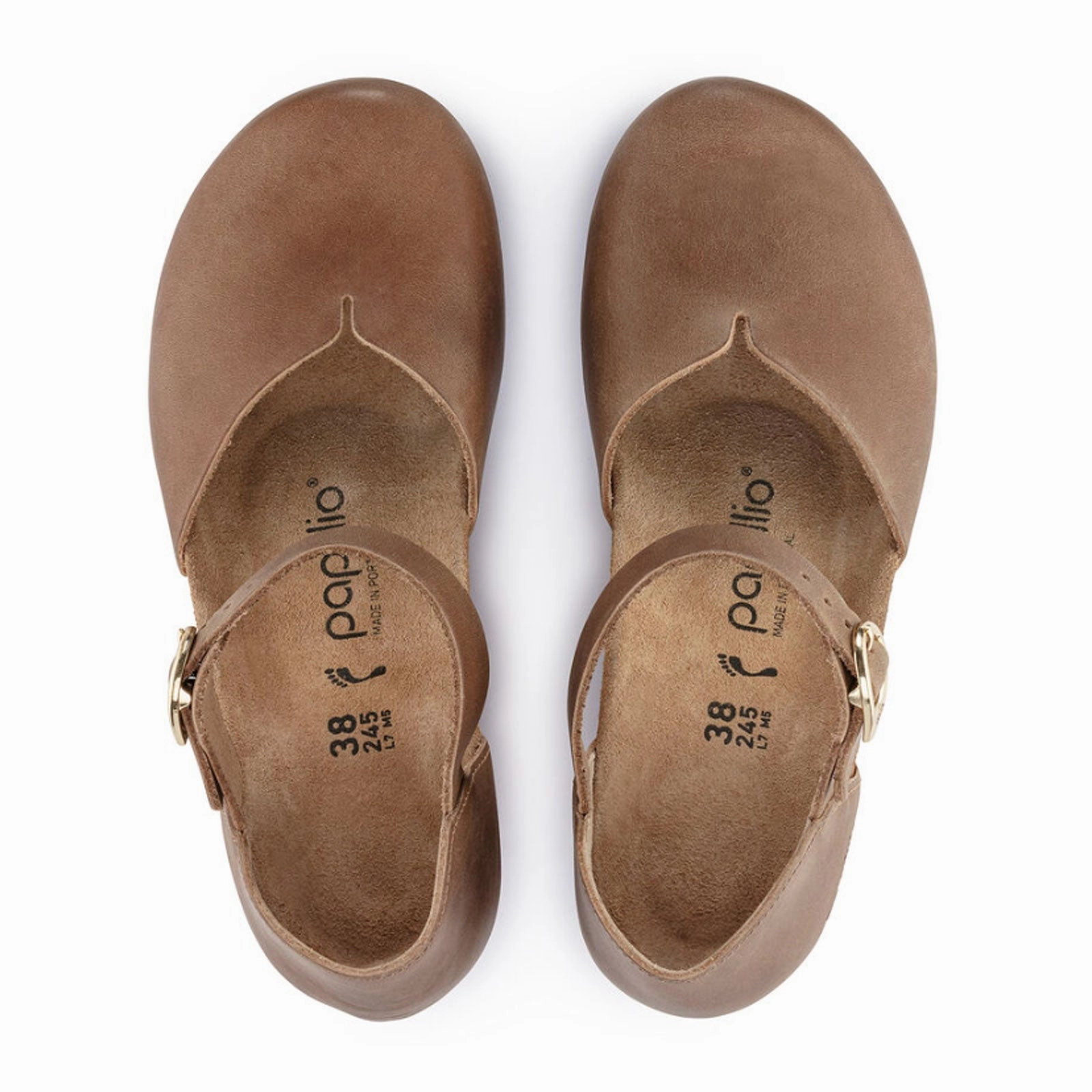 Birkenstock Mary Ring-Buckle Narrow Wedge Sandal (Women) - Cognac Oiled Leather Taper Tip Hand Burnished Finish